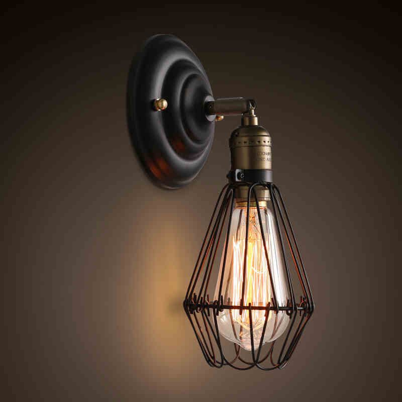 Alessio Industrial Lantern Shaped Metal Wall Lamp, Black/Rust | ventumra