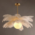 O'Moore Ostrich Contemporary Elegant Feather Chandelier, White - Neutralighting