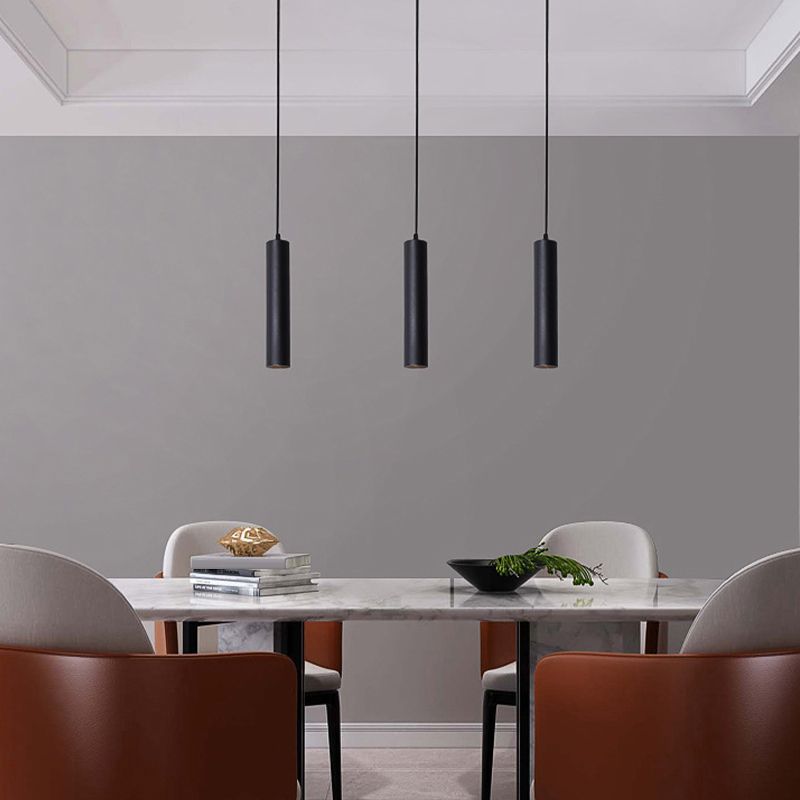 Yore Modern Cylinder Shape Linear Pendant Light Black Metal - Neutralighting