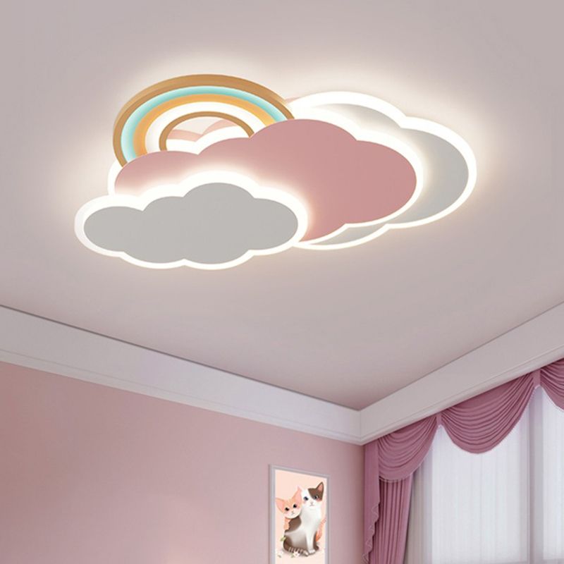 Aria Modern Cloud/Rainbow Flush Mount Ceiling Light Pink/White | ventumra