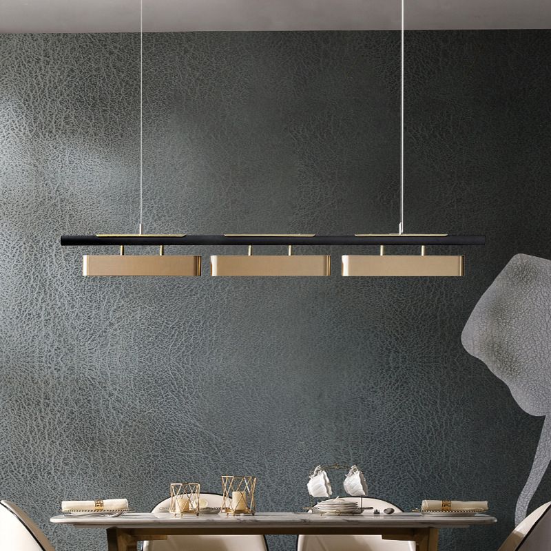 Arisha Pendant Light Rectangular Modern, Metal, Black/Brass, Office | ventumra