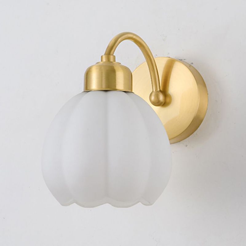 Valentina Nordic Flower Vanity Glass Metal Wall Lamp, Gold/Ivory | ventumra