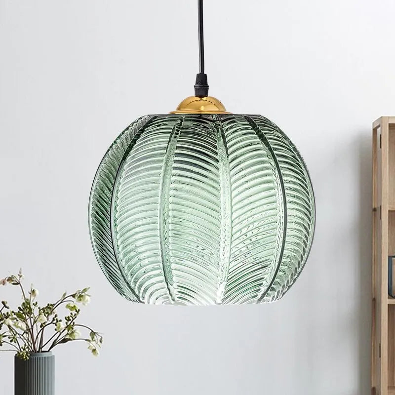 Aira Green Nordic Artistic Ribbed Glass Pendant Light | ventumra