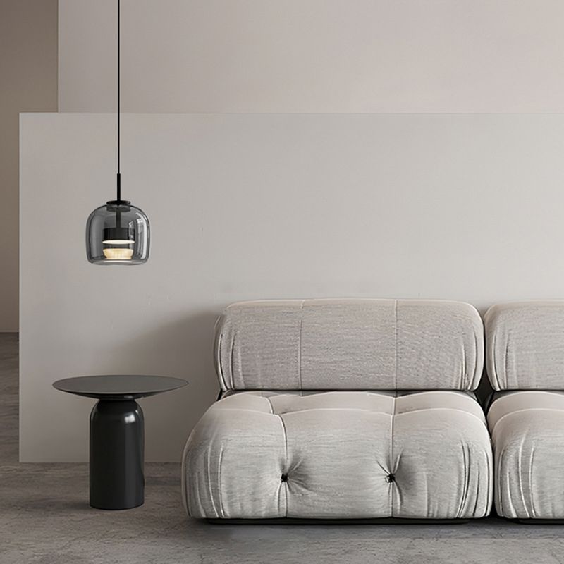 June Minimalist Pendant Light Glass Smoke Gray | ventumra