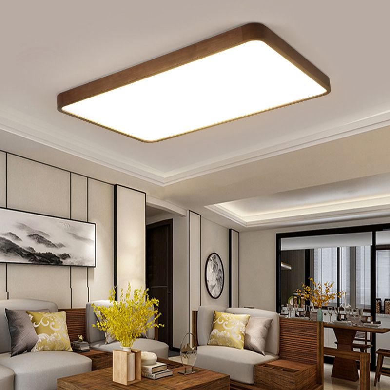 Muto Modern Geometric Walnut LED Flush Mount Ceiling Light | ventumra