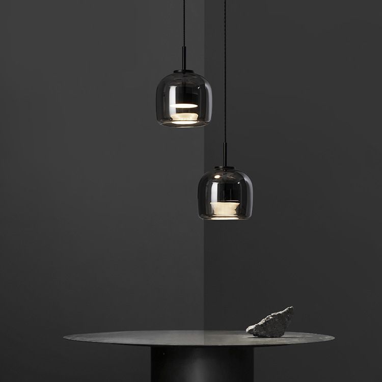 June Minimalist Pendant Light Glass Smoke Gray | ventumra