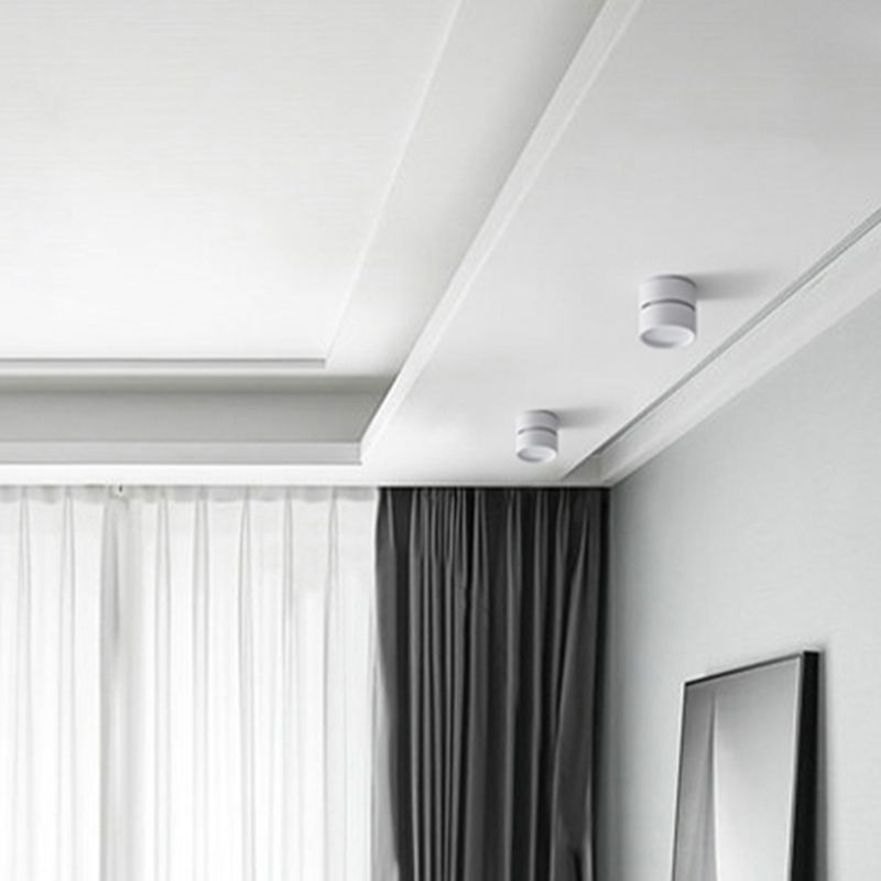 Arisha Flush Mount Ceiling Light Cylindrical Modern, Metal, Black/White, Hallway | ventumra