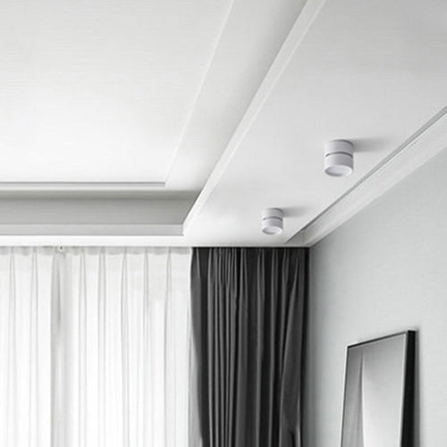 Arisha Flush Mount Ceiling Light Cylindrical Modern, Metal, Black/White, Hallway | ventumra