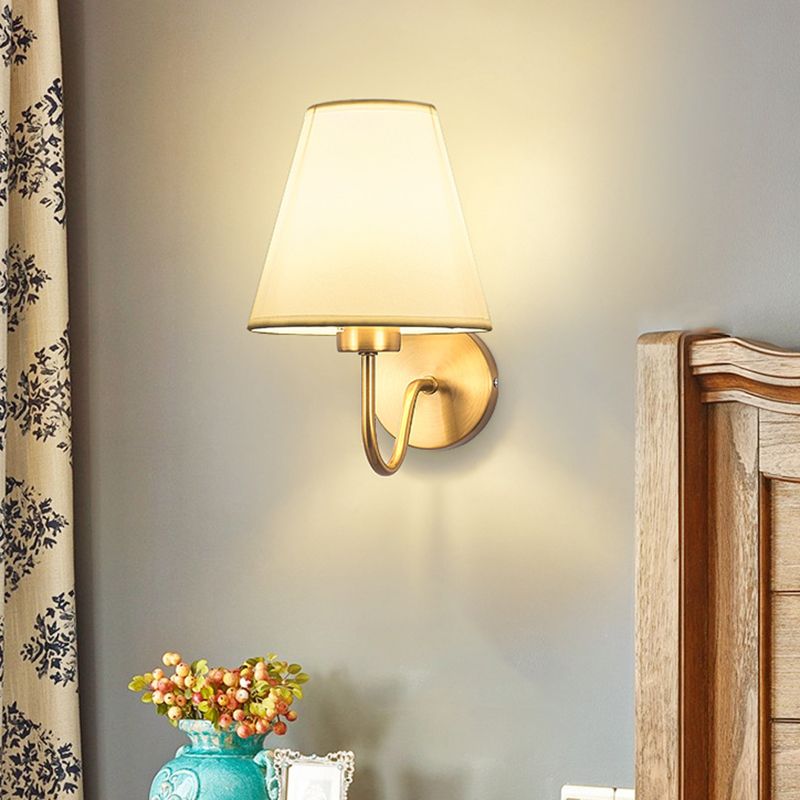 Tiffany Nordic Fabric Metal Vanity Wall Lamp, Black/White/Coffee/Flaxen | ventumra