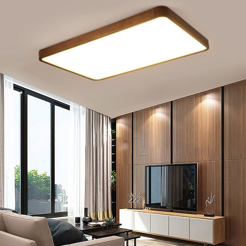 Muto Modern Geometric Walnut LED Flush Mount Ceiling Light | ventumra