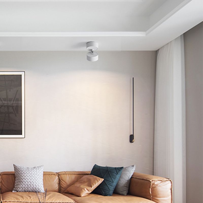 Arisha Flush Mount Ceiling Light Cylindrical Modern, Metal, Black/White, Hallway | ventumra