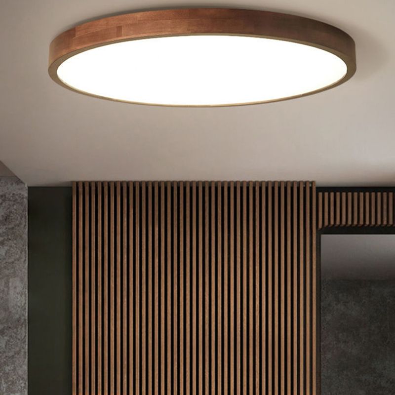 Muto Modern Geometric Walnut LED Flush Mount Ceiling Light | ventumra