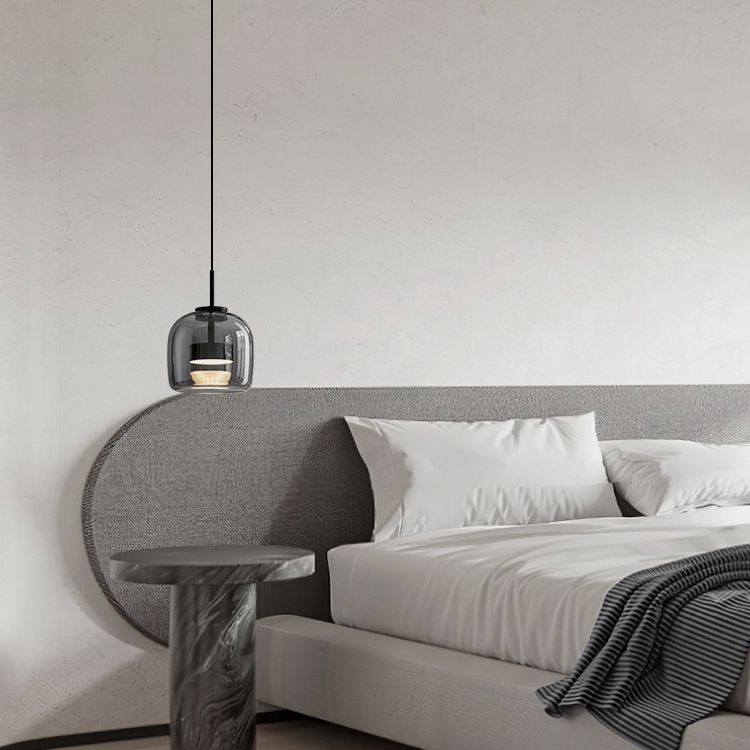 June Minimalist Pendant Light Glass Smoke Gray | ventumra
