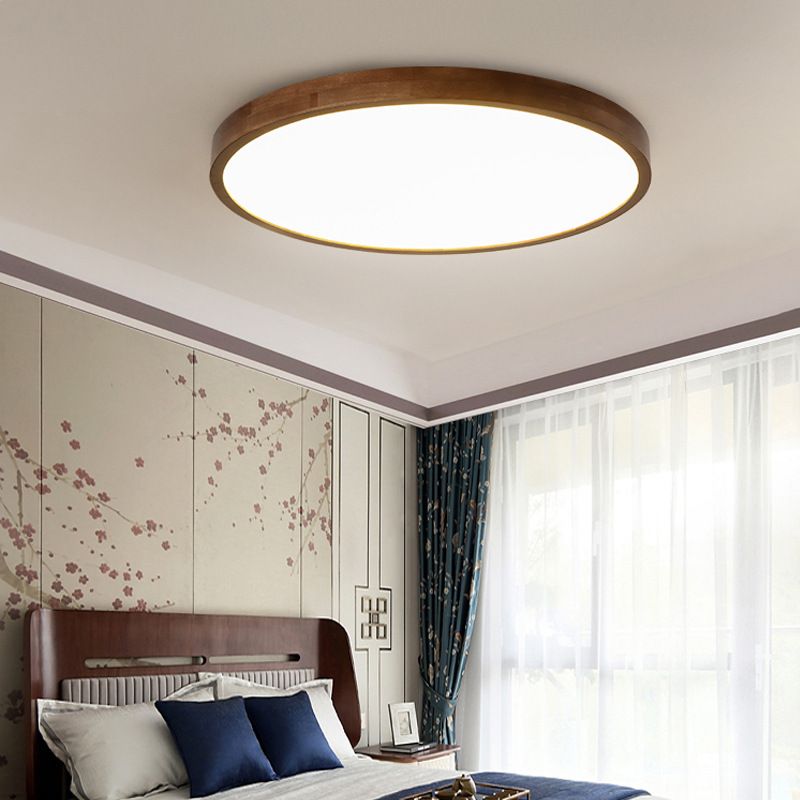 Muto Modern Geometric Walnut LED Flush Mount Ceiling Light | ventumra
