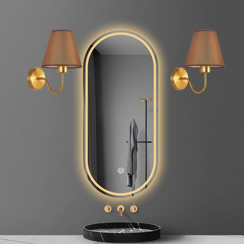 Tiffany Nordic Fabric Metal Vanity Wall Lamp, Black/White/Coffee/Flaxen | ventumra