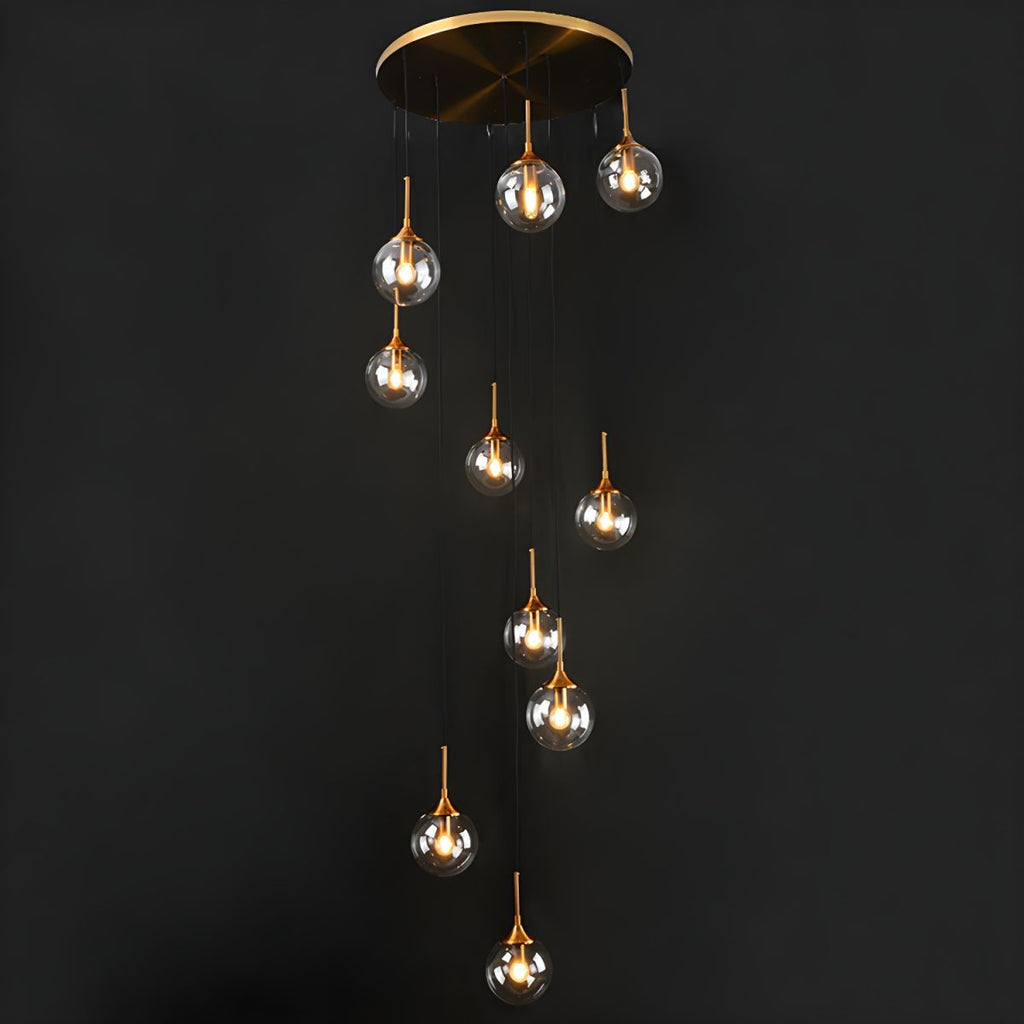Valentina Modern Spiral Ball Glass Staircase Chandelier | ventumra