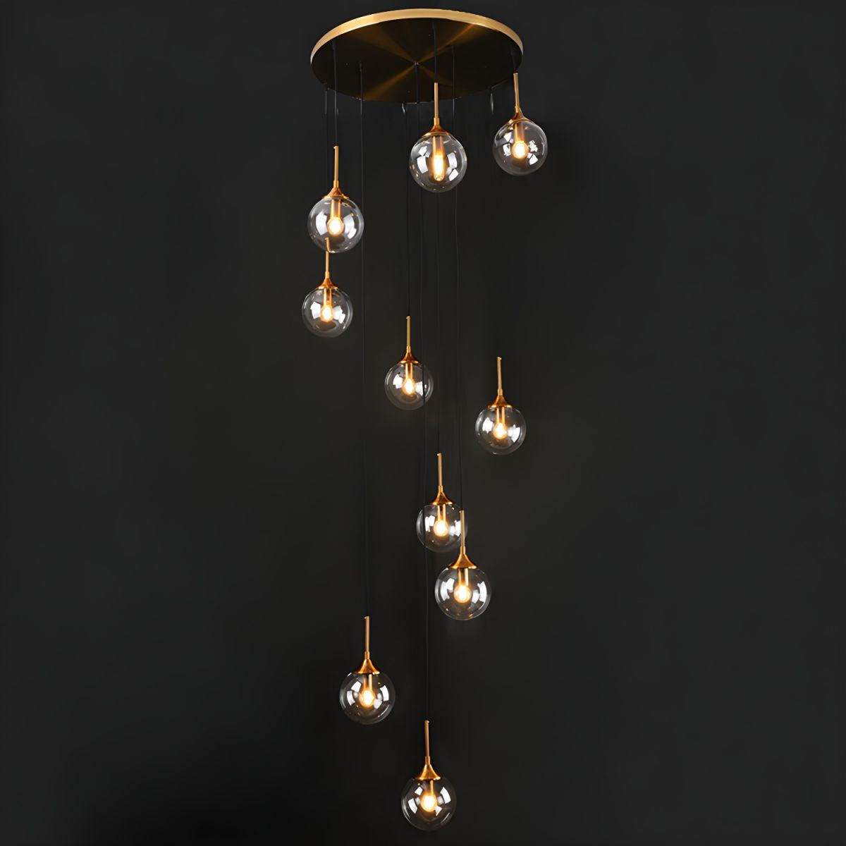 Valentina Modern Spiral Ball Glass Staircase Chandelier | ventumra