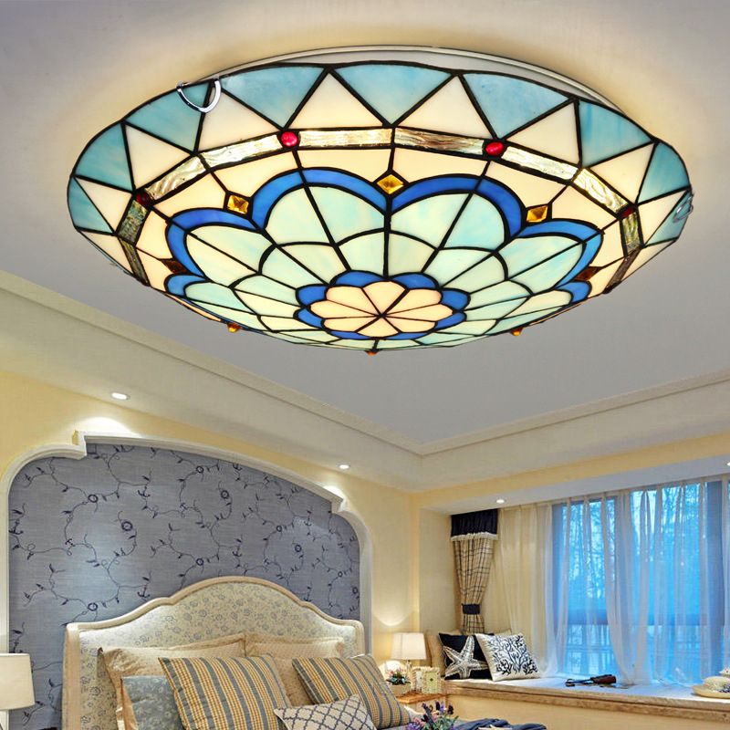 Tiffany Flush Mount Glass Colorful Ceiling Light, Bedroom - Neutralighting