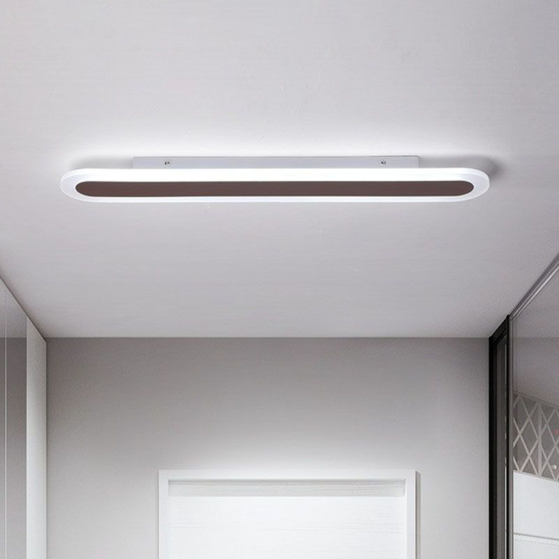 Arisha Minimalist Oval Linear Flush Mount Ceiling Light, White/Coffee | ventumra