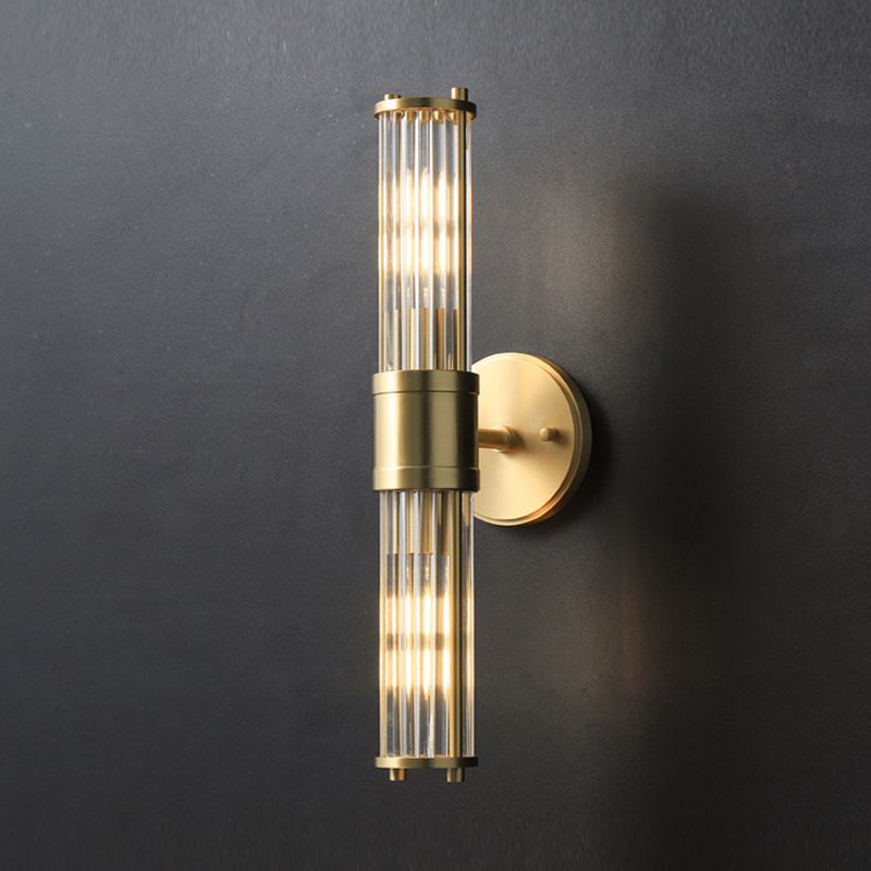 Kristy American Cylindrical Elegant Gold Glass/Metal Vanity Wall Lamp | ventumra