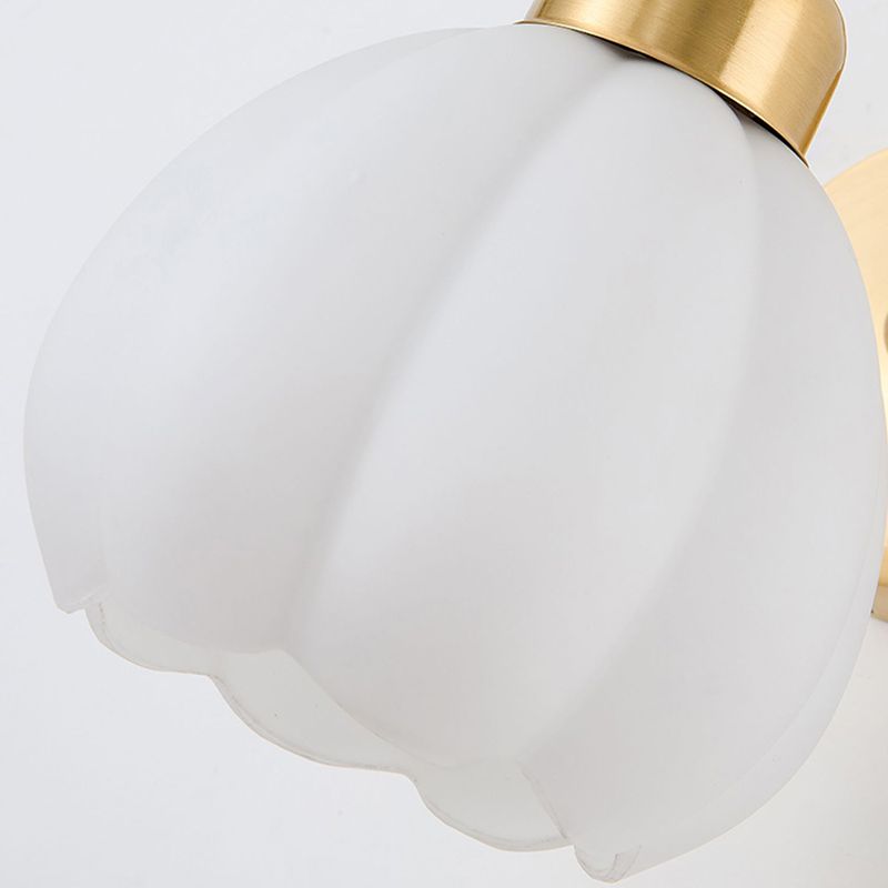 Valentina Nordic Flower Vanity Glass Metal Wall Lamp, Gold/Ivory | ventumra