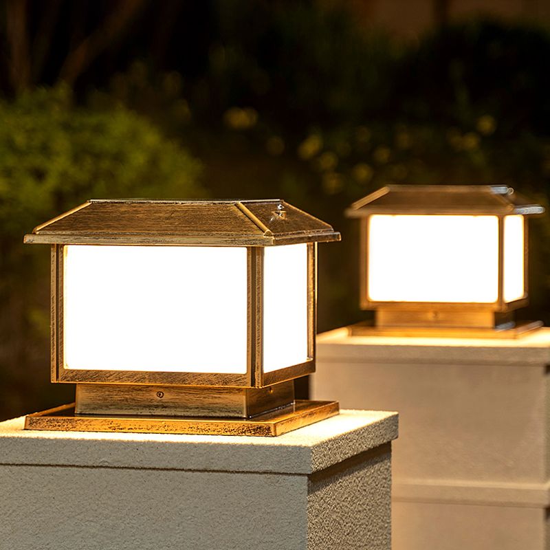 Ray Vintage Rectangle Metal Outdoor Solar Lamps, Black/Bronze - Neutralighting