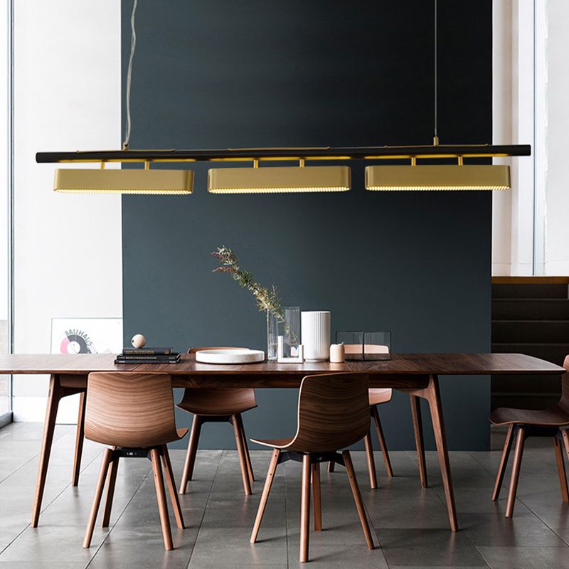 Arisha Pendant Light Rectangular Modern, Metal, Black/Brass, Office | ventumra