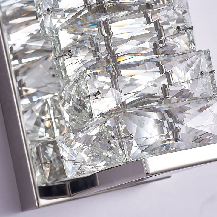 Kristy Modern Rectangular Vanity Metal Crystal LED Wall Lamp | ventumra
