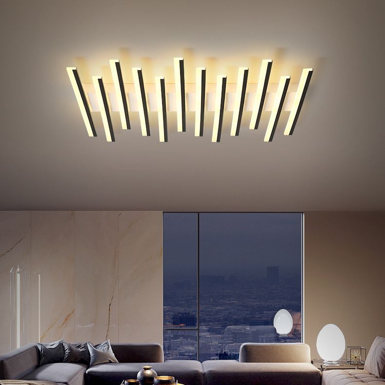 Arisha Flush Mount Ceiling Light Linear Modern,Wave  Black, Living Room | ventumra