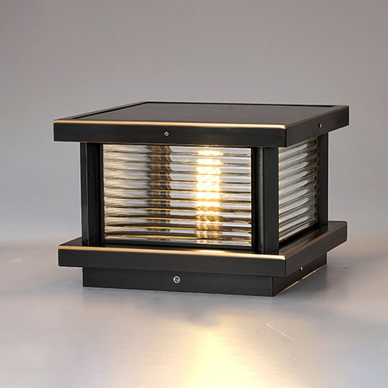 Ray Modern Rectangular Metal Outdoor Solar Lamp, Black/ Brass/Bronze | ventumra