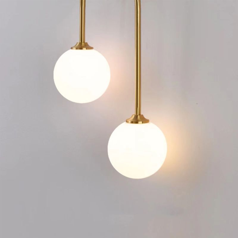Valentina Modern Arc Globe Glass Wall Lamp, Brass, Living Room | ventumra