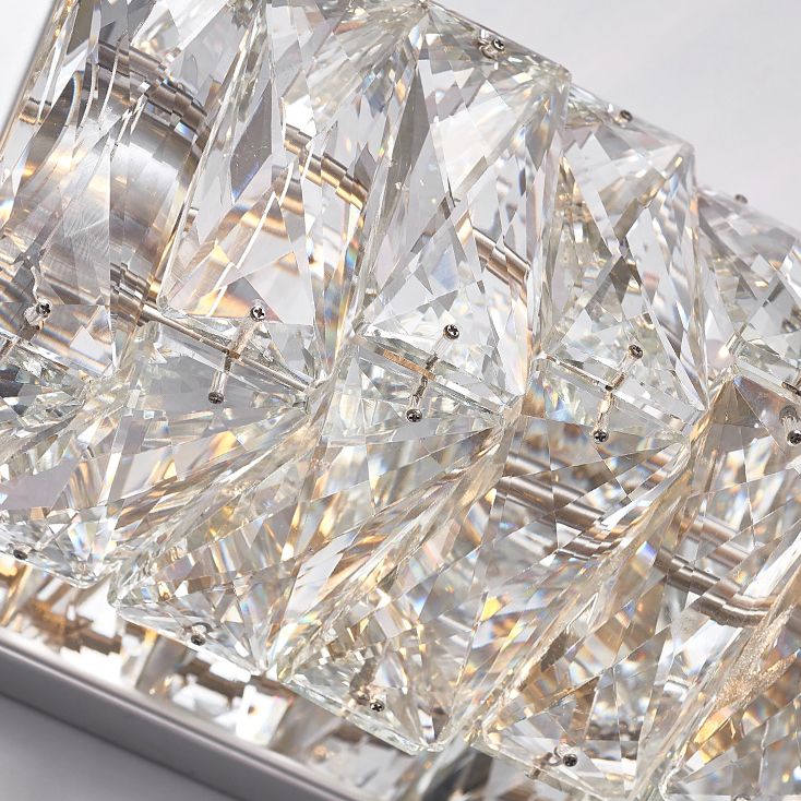 Kristy Modern Rectangular Vanity Metal Crystal LED Wall Lamp | ventumra
