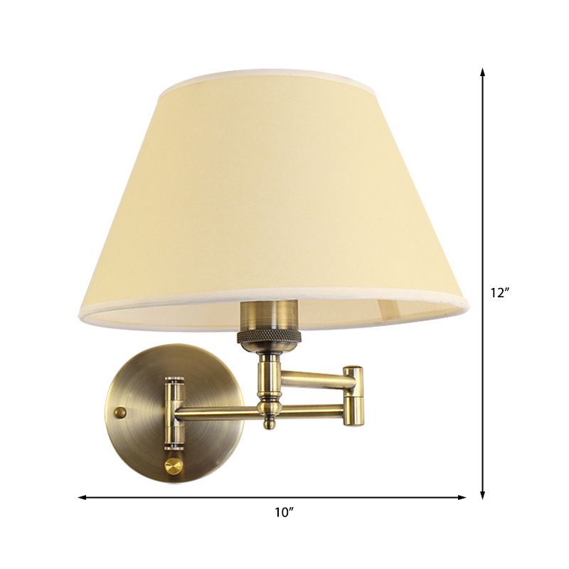 Arisha Wall Lamp Vintage, Pleated Fabric Adjustable, White/Beige, Bedroom | ventumra