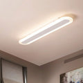 Arisha Minimalist Oval Linear Flush Mount Ceiling Light, White/Coffee | ventumra