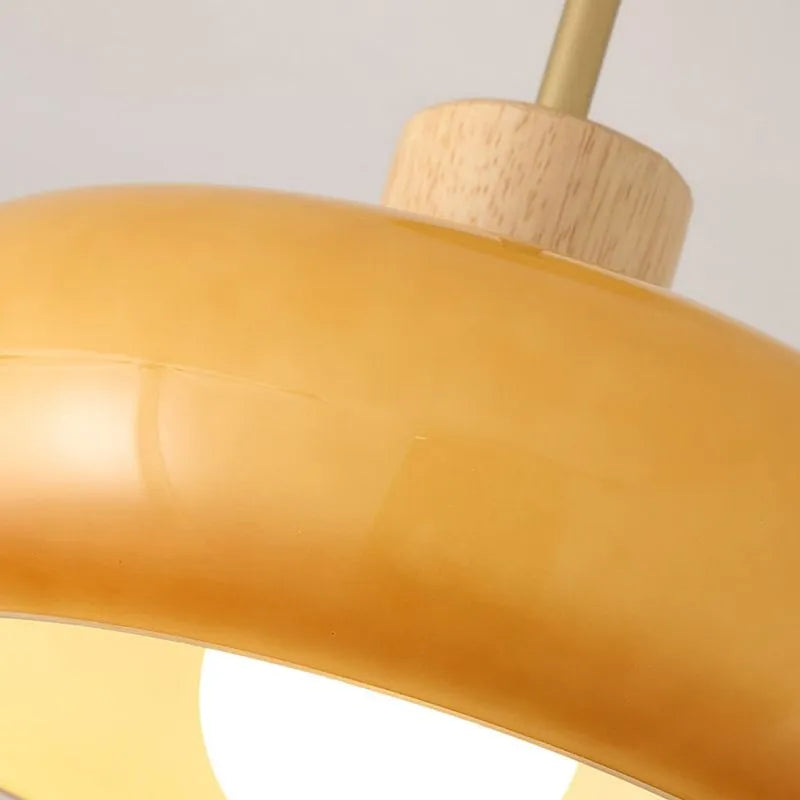 Valentina Flush Mount Ceiling Light Cup Minimalist Wood/Glass White/Orange | ventumra