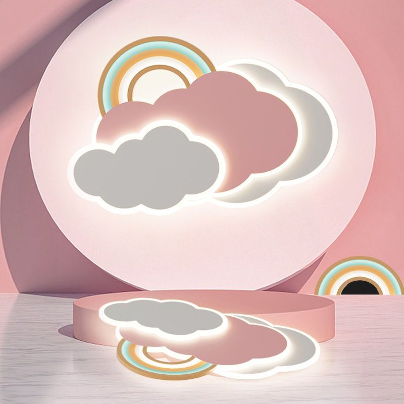 Aria Modern Cloud/Rainbow Flush Mount Ceiling Light Pink/White | ventumra