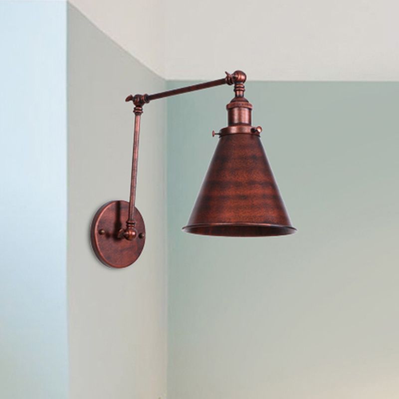 Zynar Vintage Adjustable Wall Lamp, Metal, Black/Rust, Living Room - Neutralighting