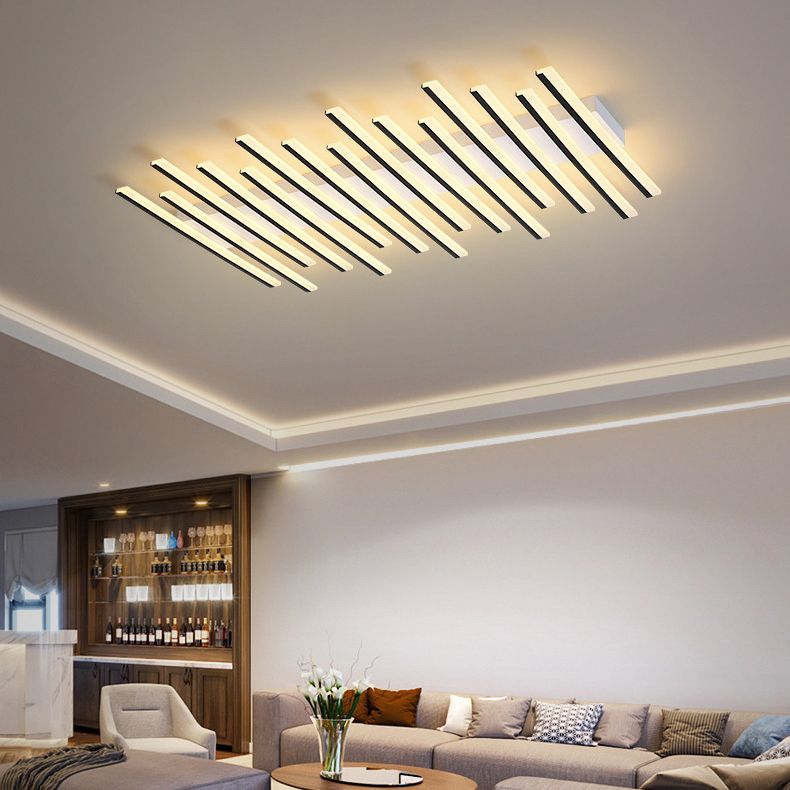 Arisha Flush Mount Ceiling Light Linear Modern,Wave Black, Living Room - Neutralighting