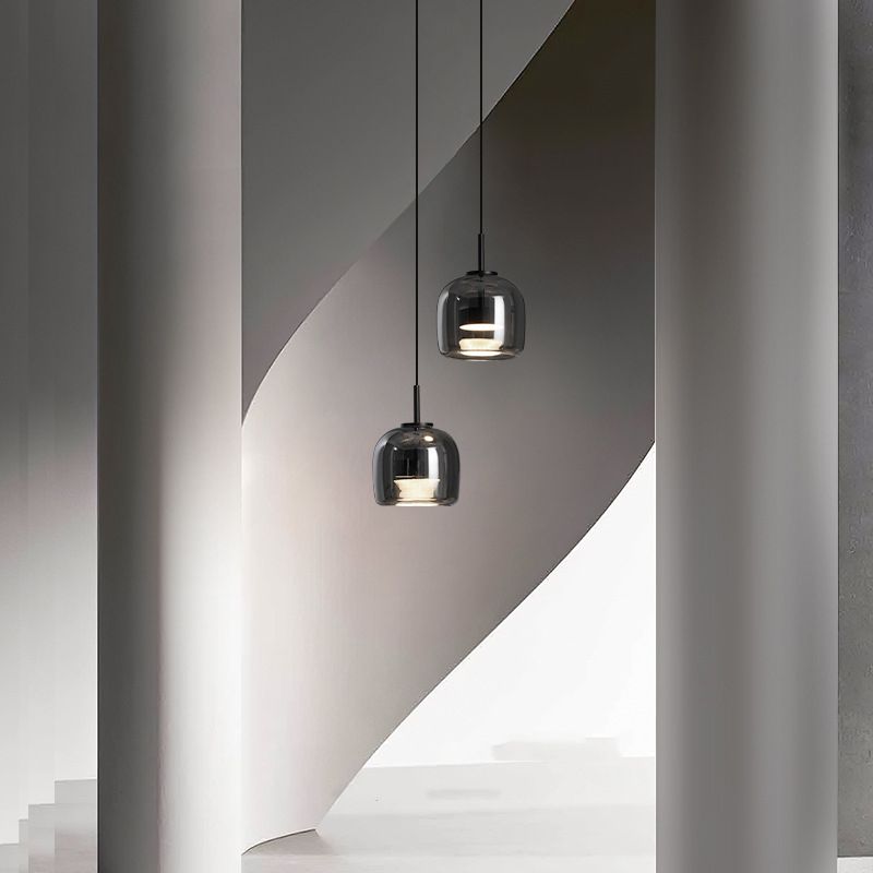 June Minimalist Pendant Light Glass Smoke Gray | ventumra