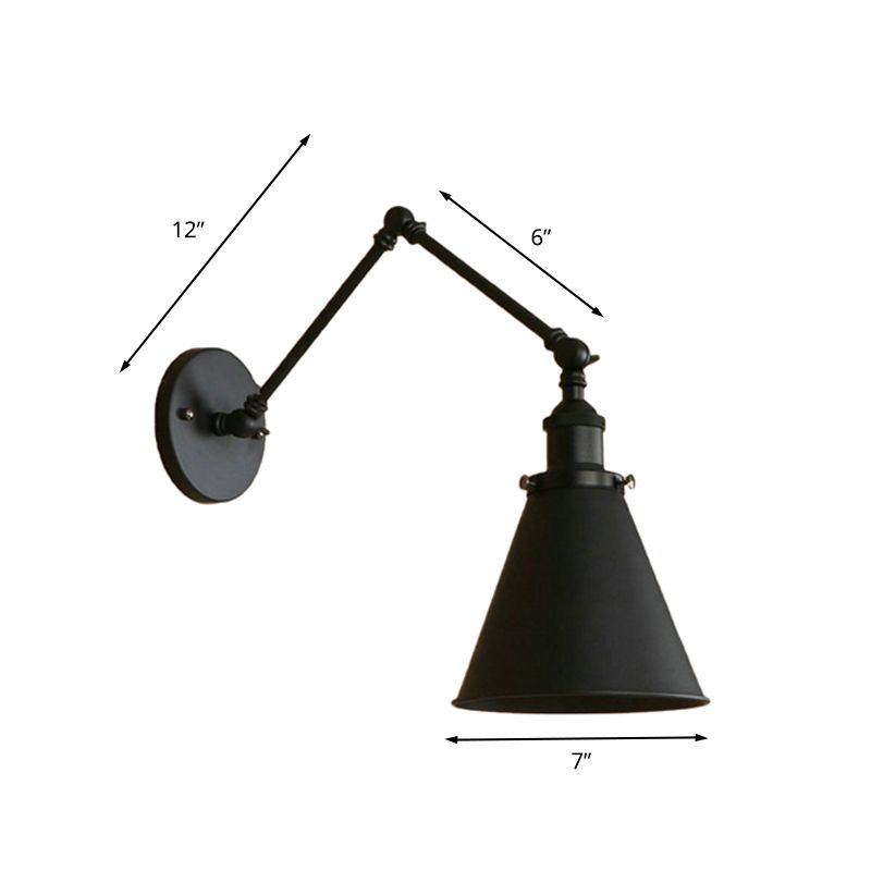 Zynar Vintage Adjustable Wall Lamp, Metal, Black/Rust, Living Room | ventumra