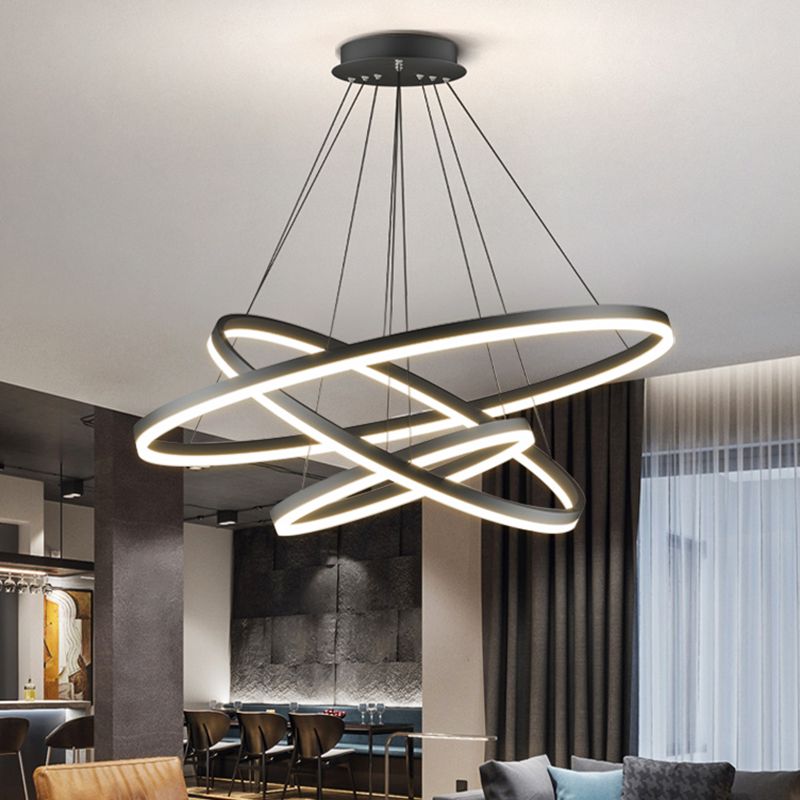 Arisha 3-Rings Black Black Modern Pendant Light | ventumra