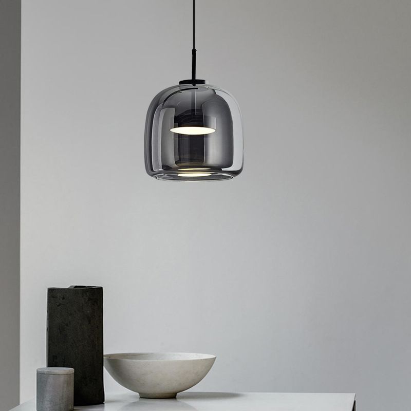 June Minimalist Pendant Light Glass Smoke Gray | ventumra