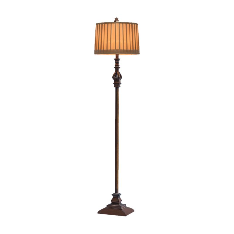 Eryn Vintage Resin/Fabric Standing Floor Lamp, Brown | ventumra