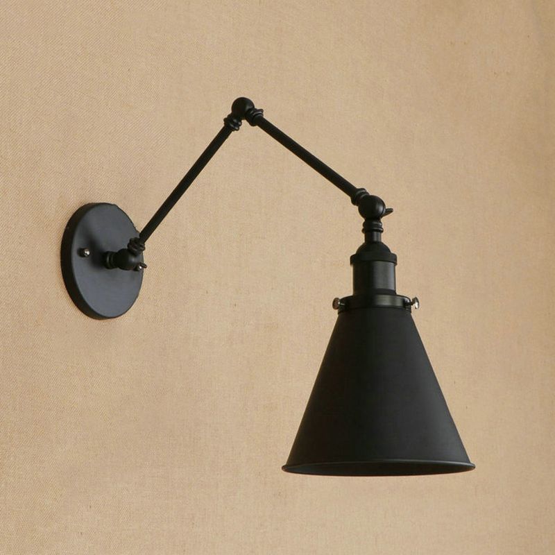 Zynar Vintage Adjustable Wall Lamp, Metal, Black/Rust, Living Room | ventumra