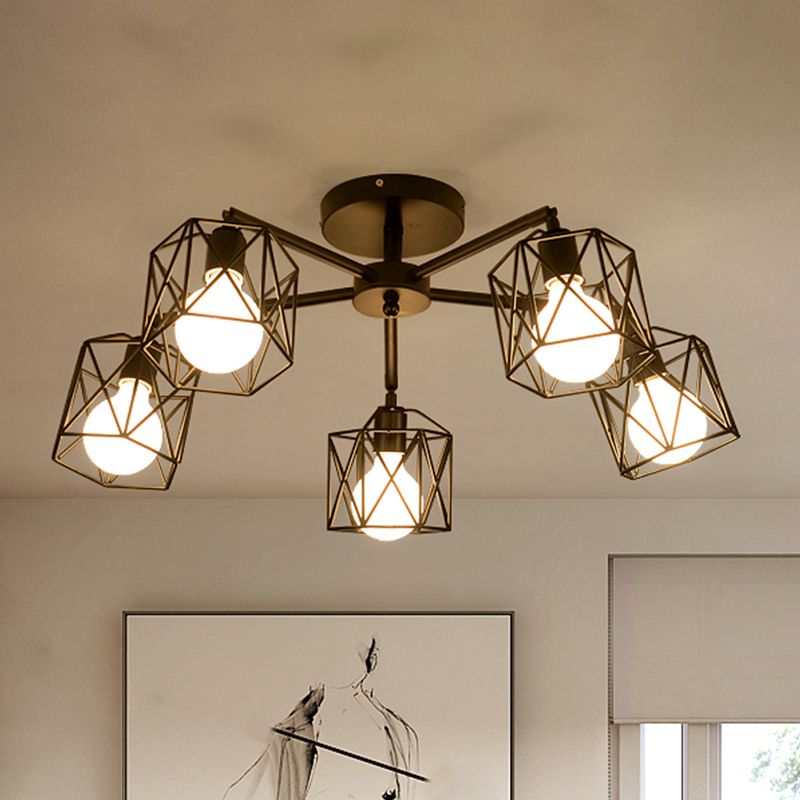Arisha Black Semi-Flush Mount Ceiling Light | ventumra