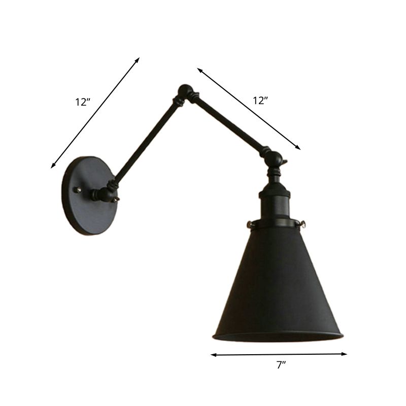 Zynar Vintage Adjustable Wall Lamp, Metal, Black/Rust, Living Room | ventumra