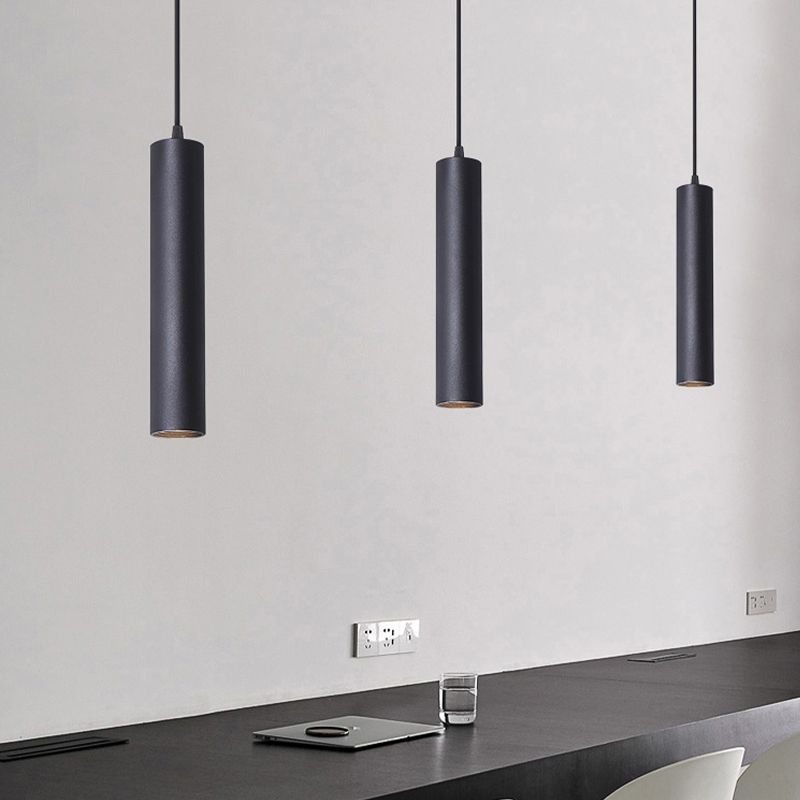 Yore Modern Cylinder Shape Linear Pendant Light Black Metal - Neutralighting