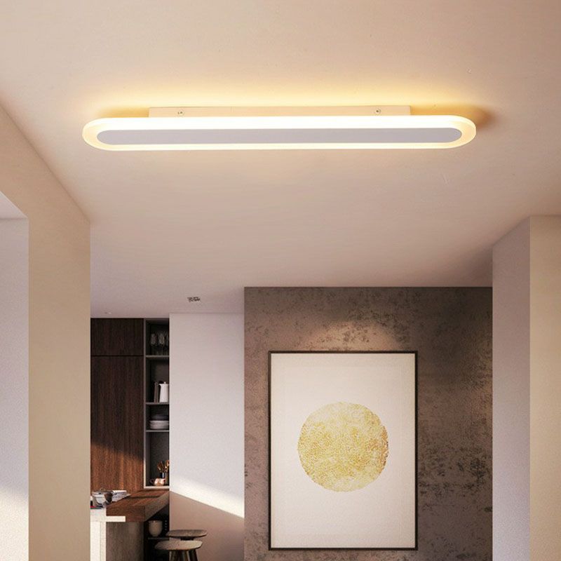 Arisha Minimalist Oval Linear Flush Mount Ceiling Light, White/Coffee - Neutralighting