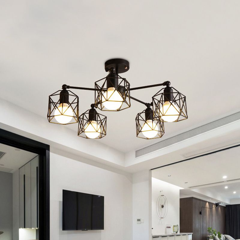 Arisha Black Semi-Flush Mount Ceiling Light | ventumra