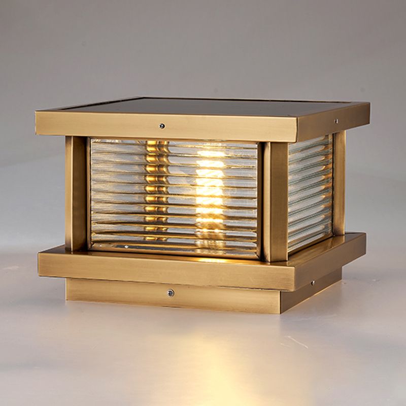 Ray Modern Rectangular Metal Outdoor Solar Lamp, Black/ Brass/Bronze | ventumra